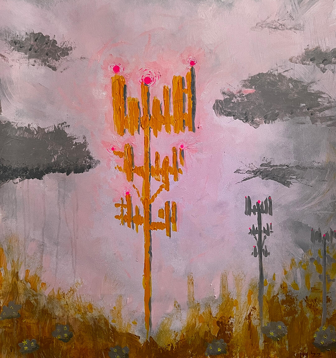 "Idyllic Landscape," acrylic on vinyl, Carbon Bloom, San Antonio, Courtesy Daniel Alejandro Gonzalez’ Collection, 2022 (2023)